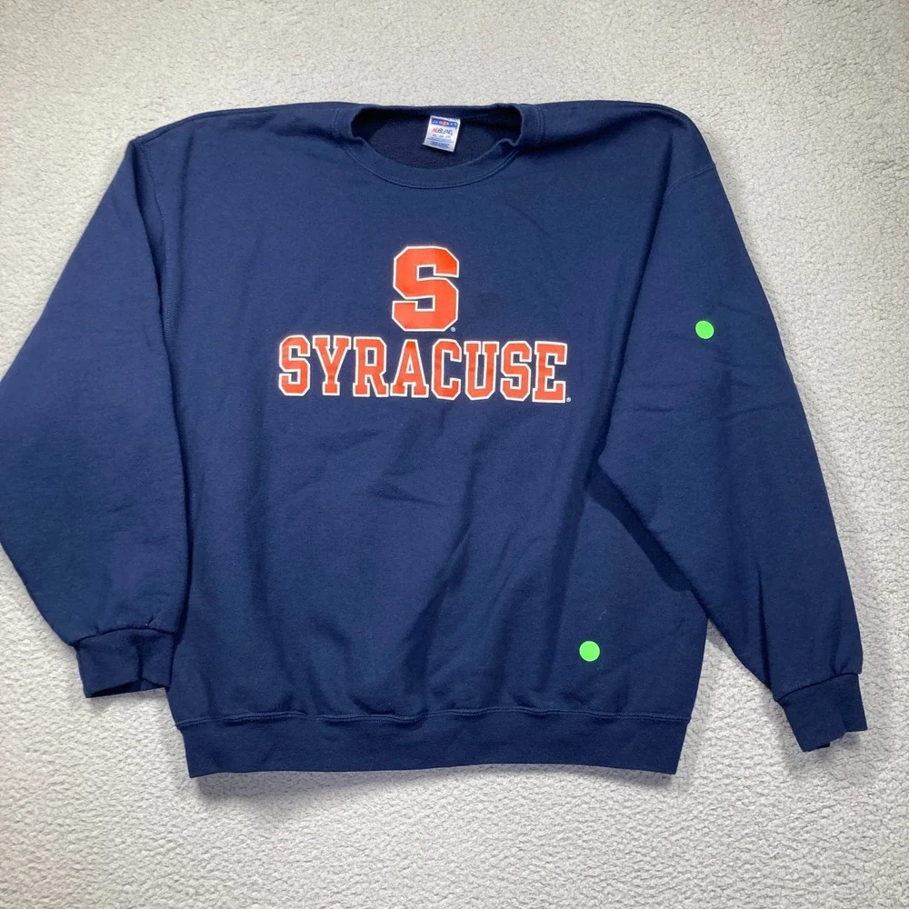 Syracuse University Sweatshirt Adult 2XL Navy Blue Pullover‎ Sweater STAINS